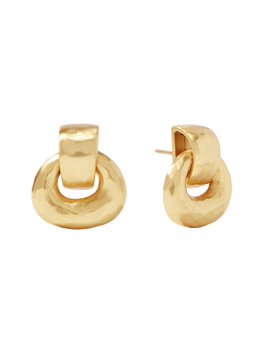 Julie Vos Avalon Demi Doorknocker Earring Gold Hammered Gold Lightweight Statement Earring Post Back Women's Accessory Gift Jincy's