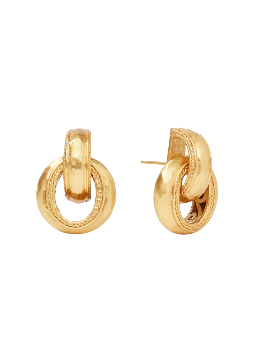 Julie Vos Cannes Doorknocker Earrings Gold Post Back Hammered Gold Jewelry Accessory Women's Gift Jincy's