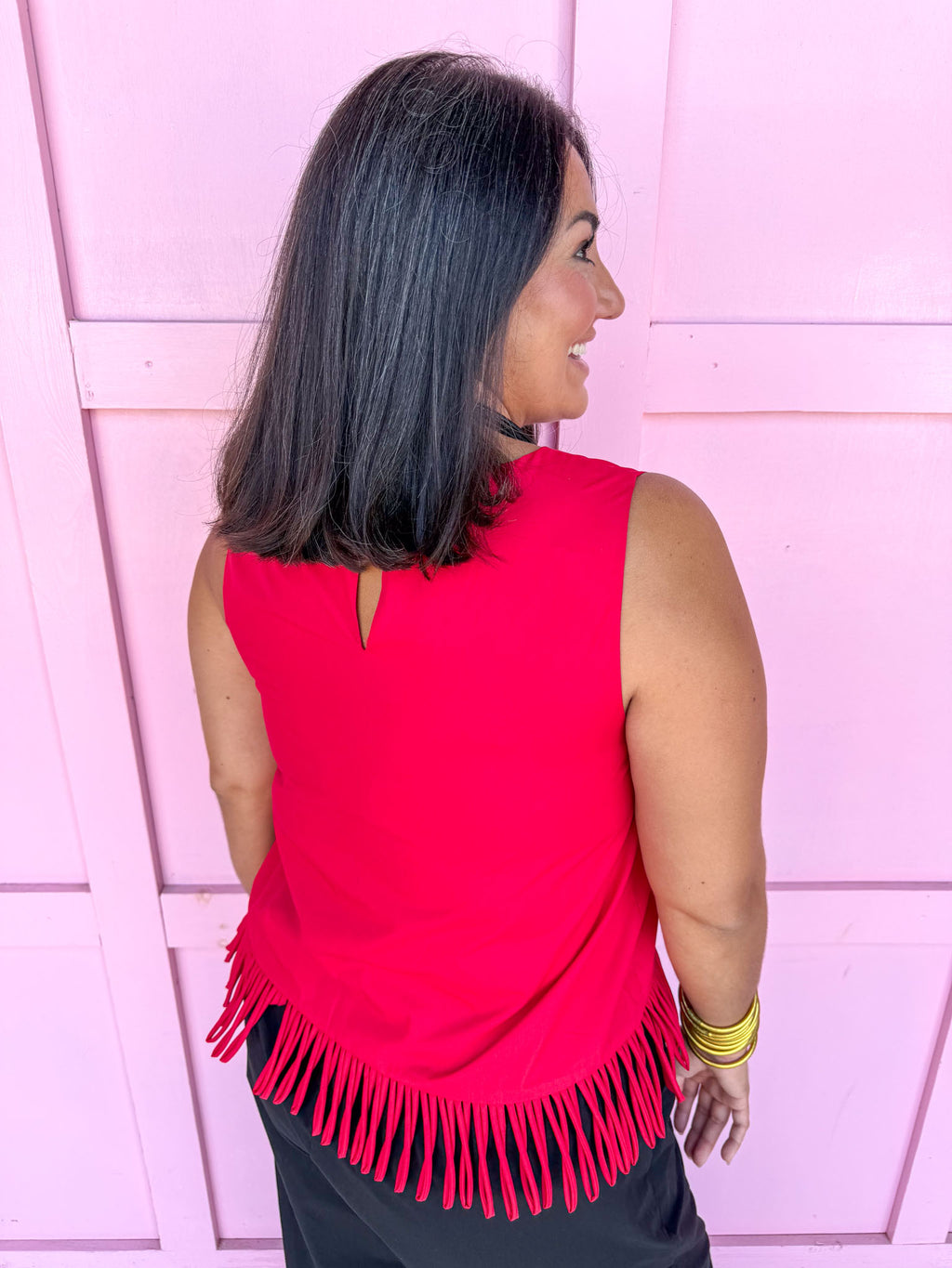 Jincy's Women's Boutique Game Day Red Sleeveless Loop Hem Tank TCEC CT10040
