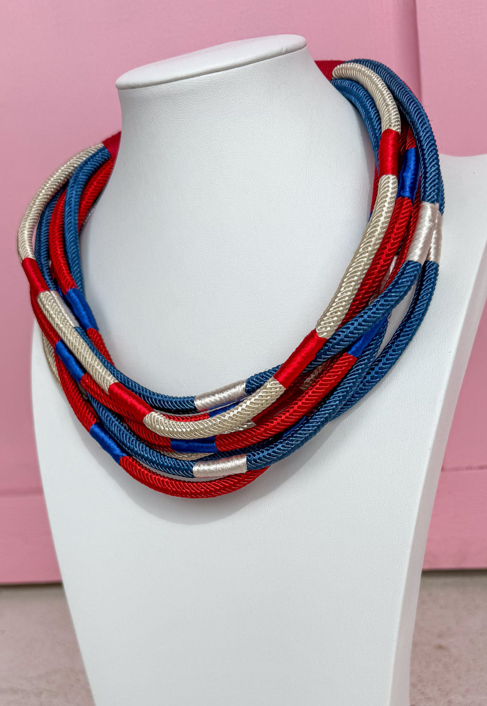 Make A Statement Necklace - Red/Blue Multi