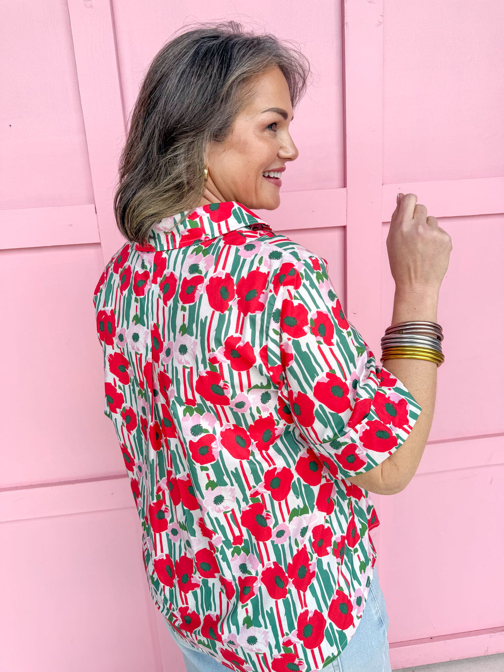 Jincy's Women's Boutique Spring Styles Pink & Poppy Floral Top