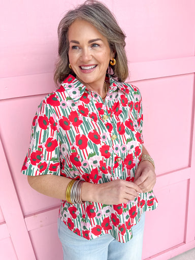 Jincy's Women's Boutique Spring Styles Pink & Poppy Floral Top