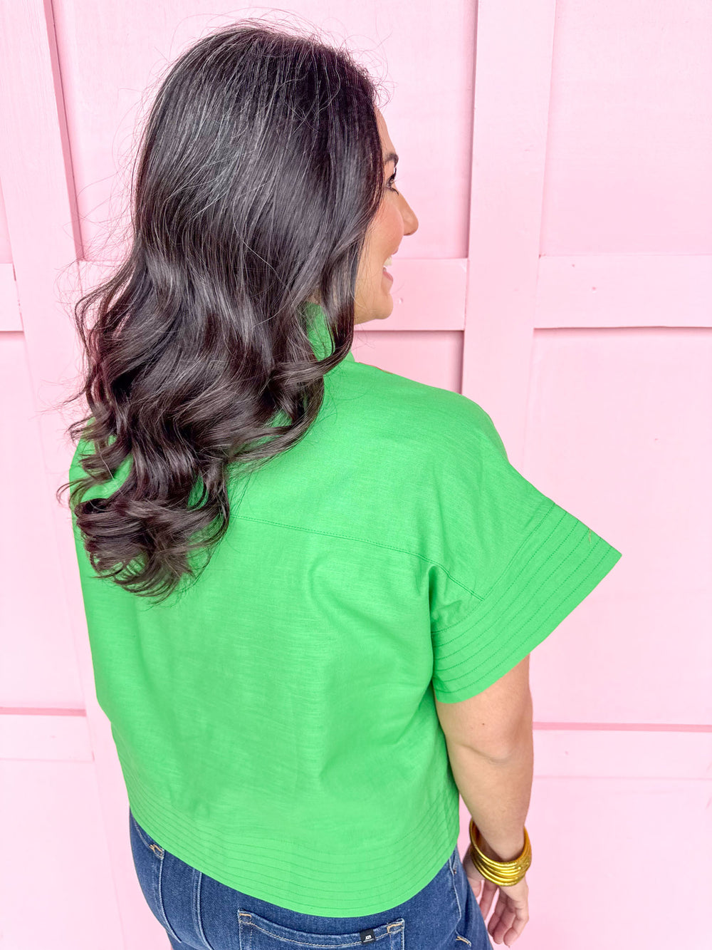 Jincy's Women's Boutique Spring Styles Kelly Green Mock Neck Top