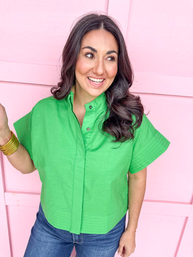 Jincy's Women's Boutique Spring Styles Kelly Green Mock Neck Top