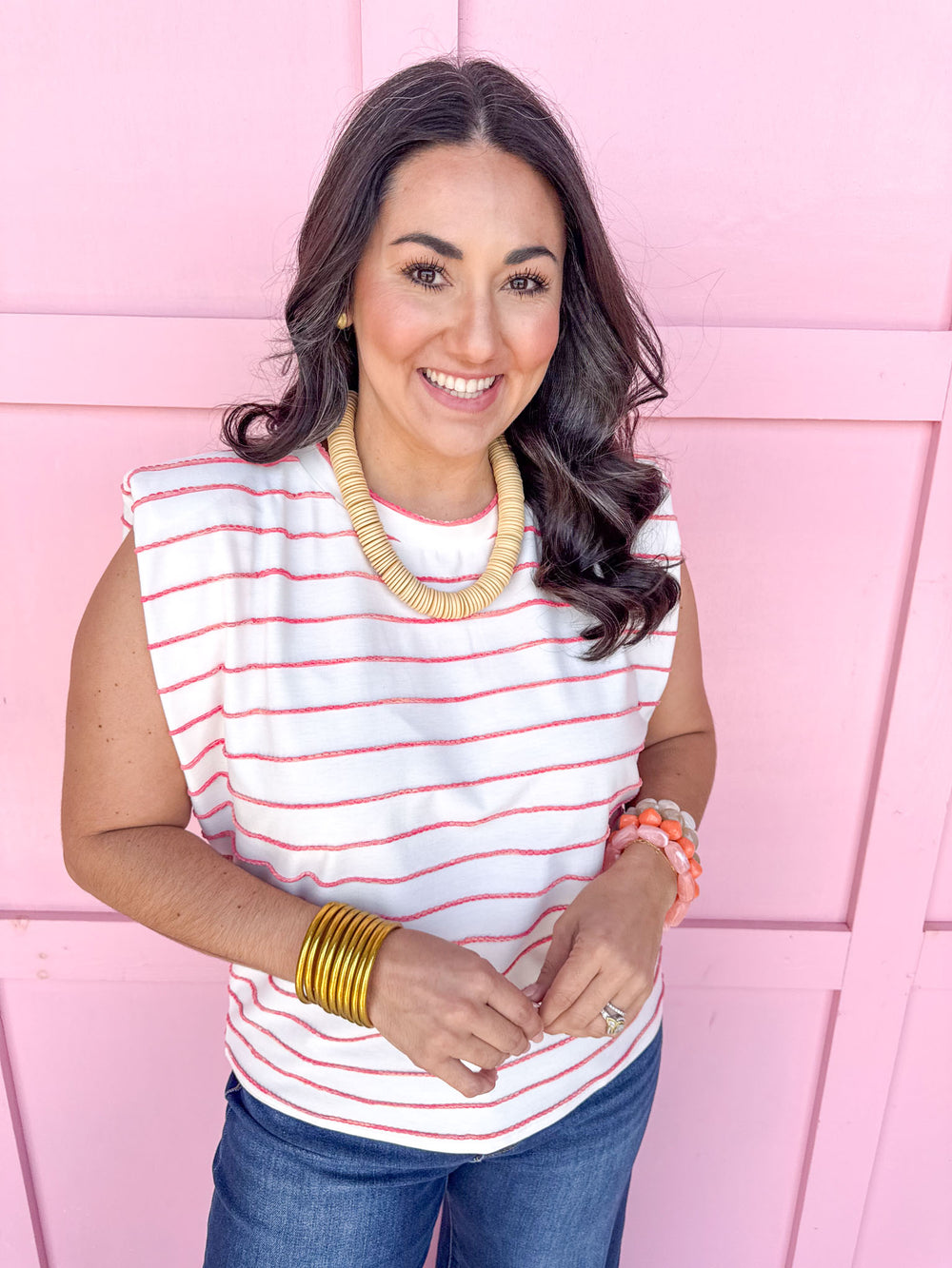Jincy's Women's Boutique Spring Styles Pink Stripe Tee