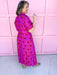 Jincy's Women's Boutique Spring Styles Magenta Block Floral Maxi Midi Dress