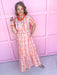 Jincy's Women's Boutique Spring Styles Orange Purple & Peach Plaid & Floral Maxi Midi Dress