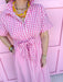 Jincy's Women's Boutique Spring Styles Pink Gingham Maxi Midi Dress