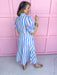 Jincy's Women's Boutique Spring Styles Blue Stripe Maxi Midi Dress