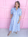 Jincy's Women's Boutique Spring Styles Blue Stripe Maxi Midi Dress