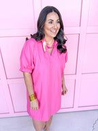 Jincy's Women's Boutique Spring Styles Pink Collared Mini Dress