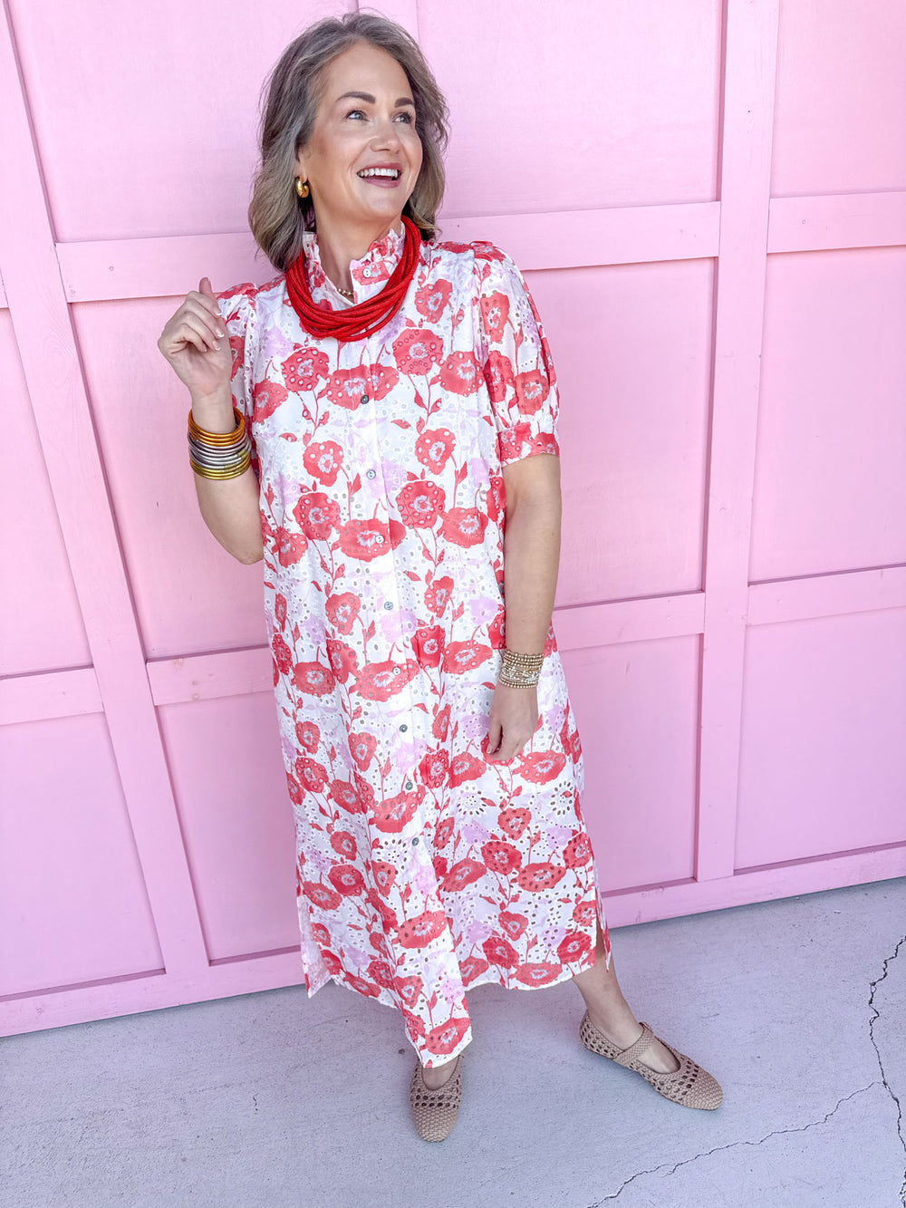 Jincy's Women's Boutique Spring Styles Pink & Poppy Maxi Midi Dress