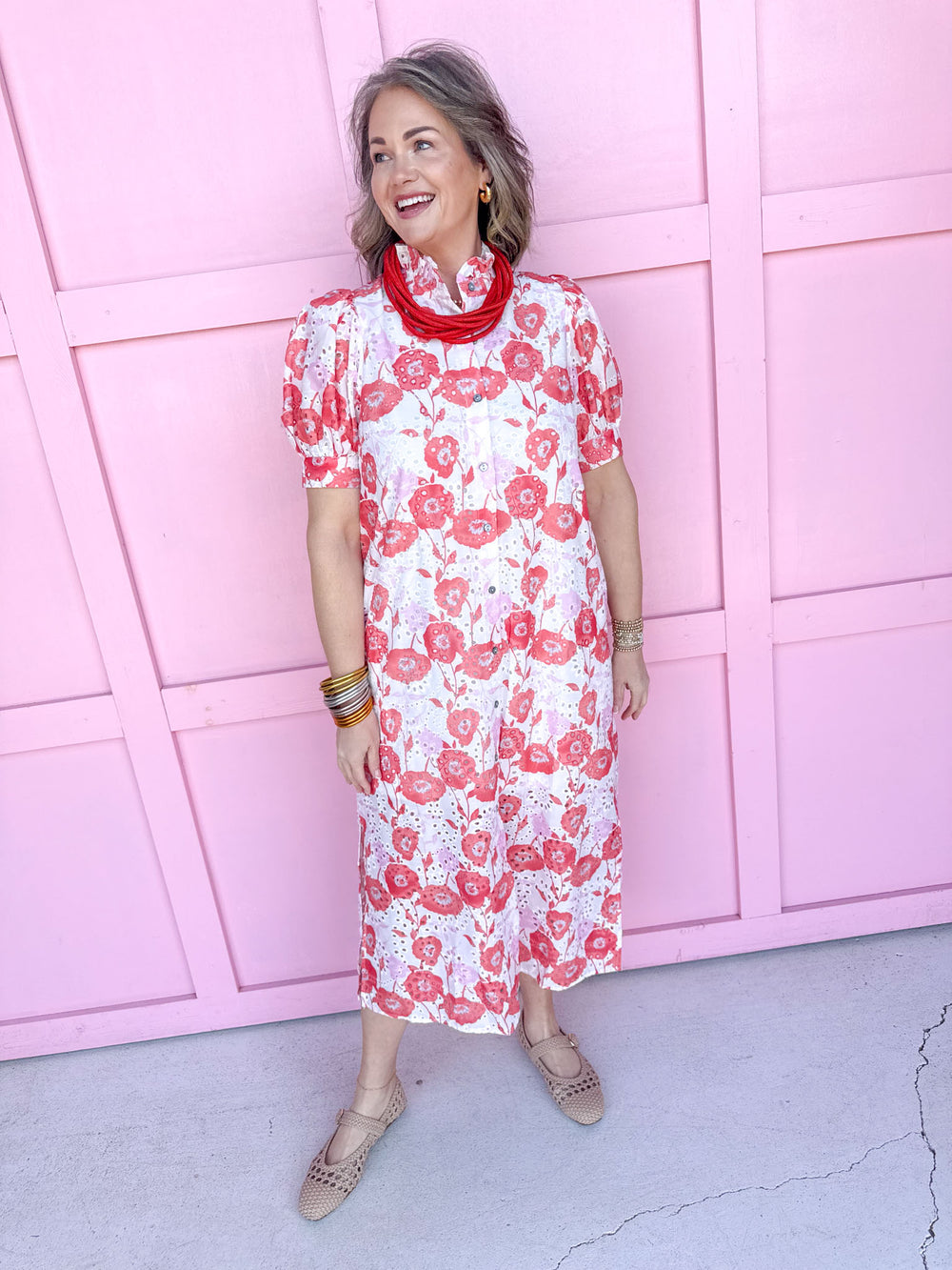 Jincy's Women's Boutique Spring Styles Pink & Poppy Maxi Midi Dress