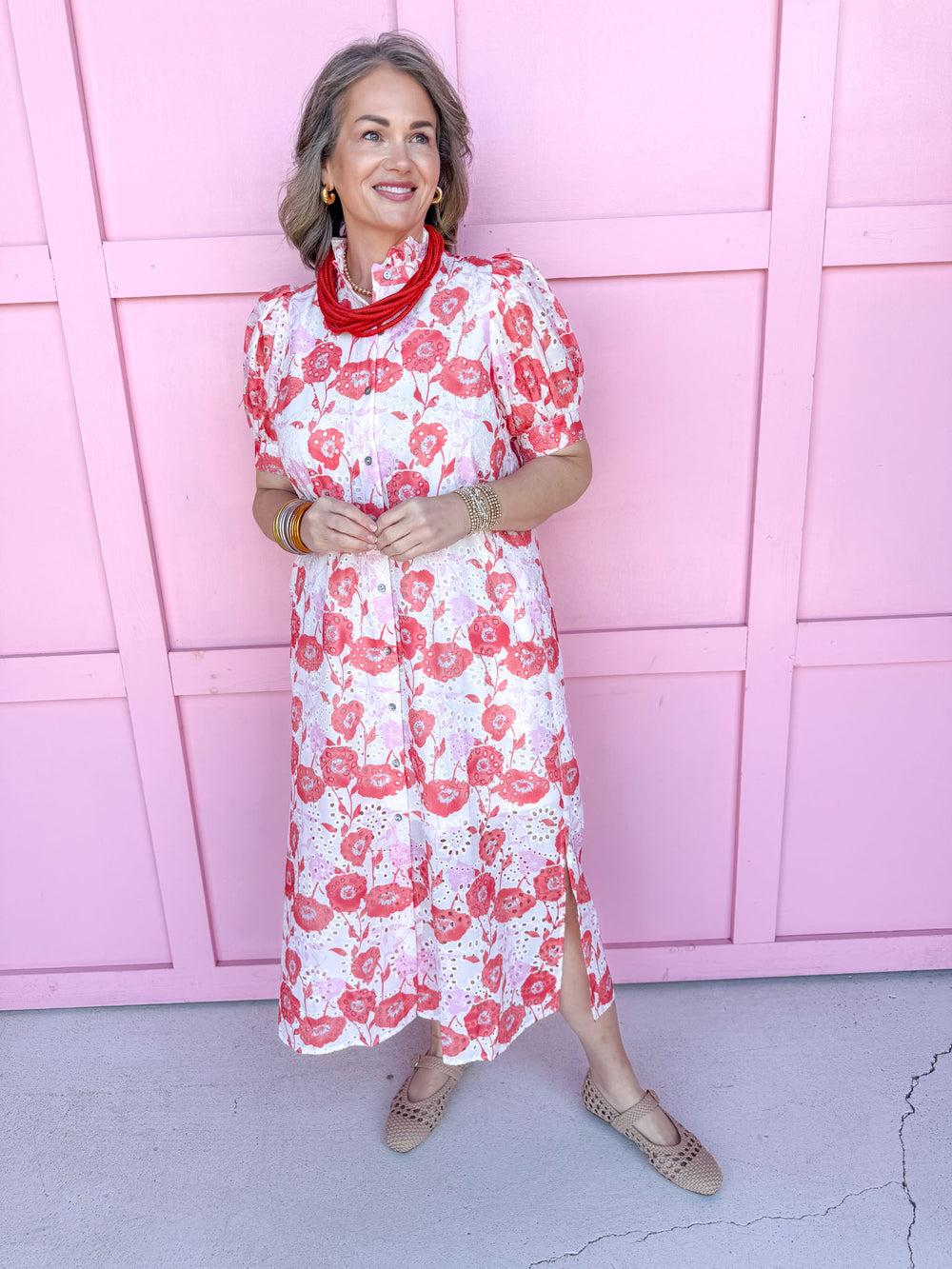 Jincy's Women's Boutique Spring Styles Pink & Poppy Maxi Midi Dress