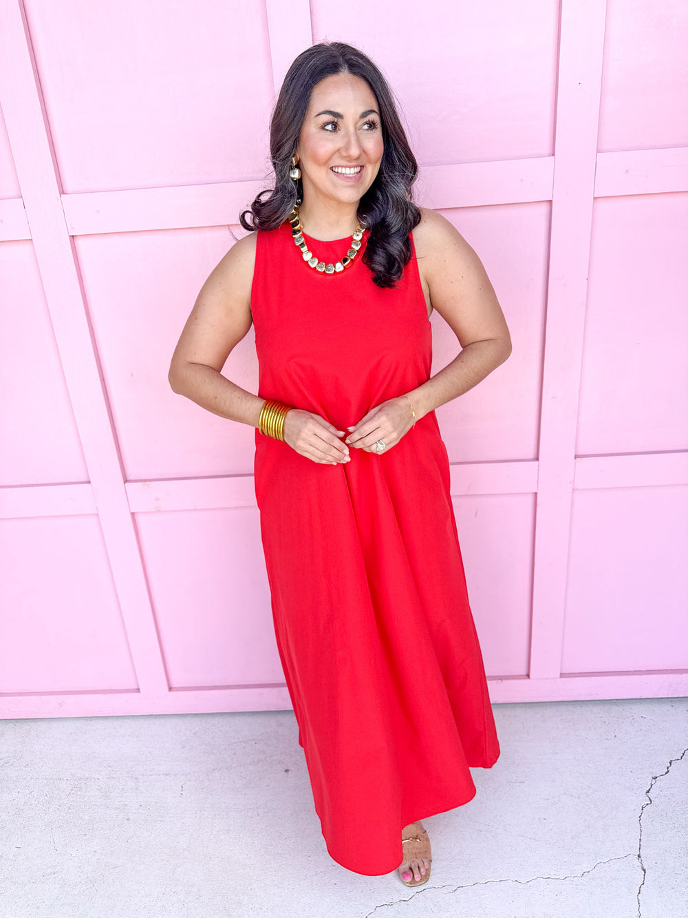 Jincy's Women's Boutique Spring Styles Red Sleeveless Maxi Dress