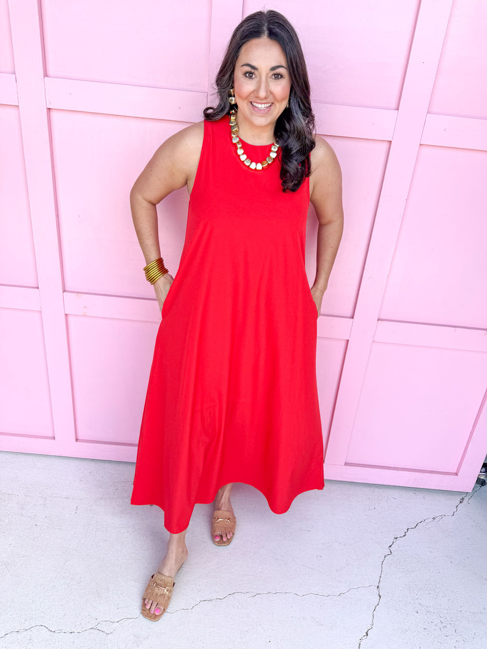 Jincy's Women's Boutique Spring Styles Red Sleeveless Maxi Dress