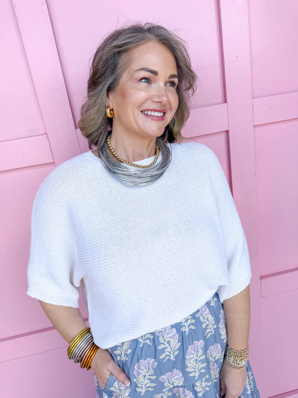 Jincy's Women's Boutique Spring Styles Ivory Knit Top 