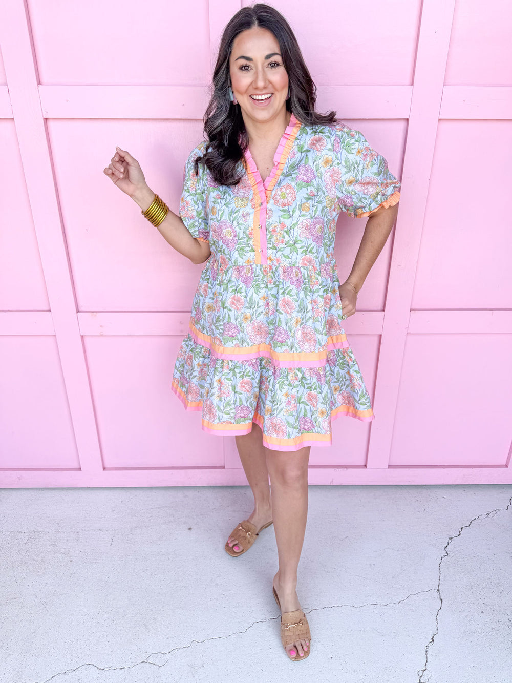 Jincy's Women's Boutique Spring Styles Pink Blue Orange Pastel Mini Dress