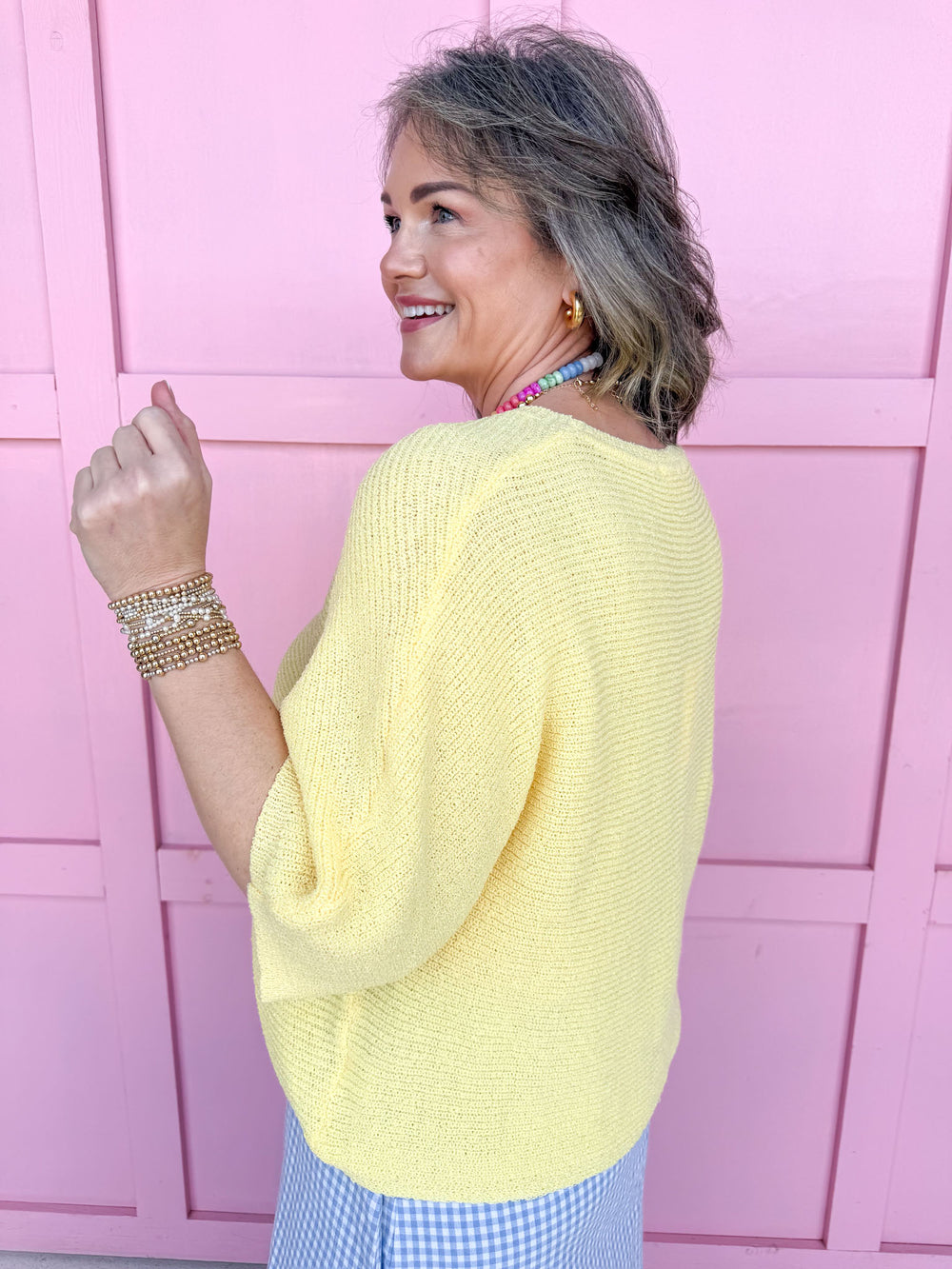 Jincy's Women's Boutique Spring Styles Yellow Knit Top