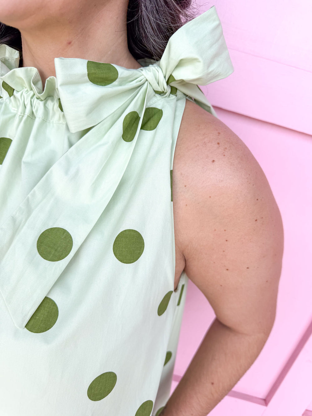 Jincy's Women's Boutique Spring Styles Olive & Sage Green Polka Dot Maxi Midi Dress