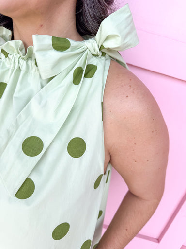 Jincy's Women's Boutique Spring Styles Olive & Sage Green Polka Dot Maxi Midi Dress