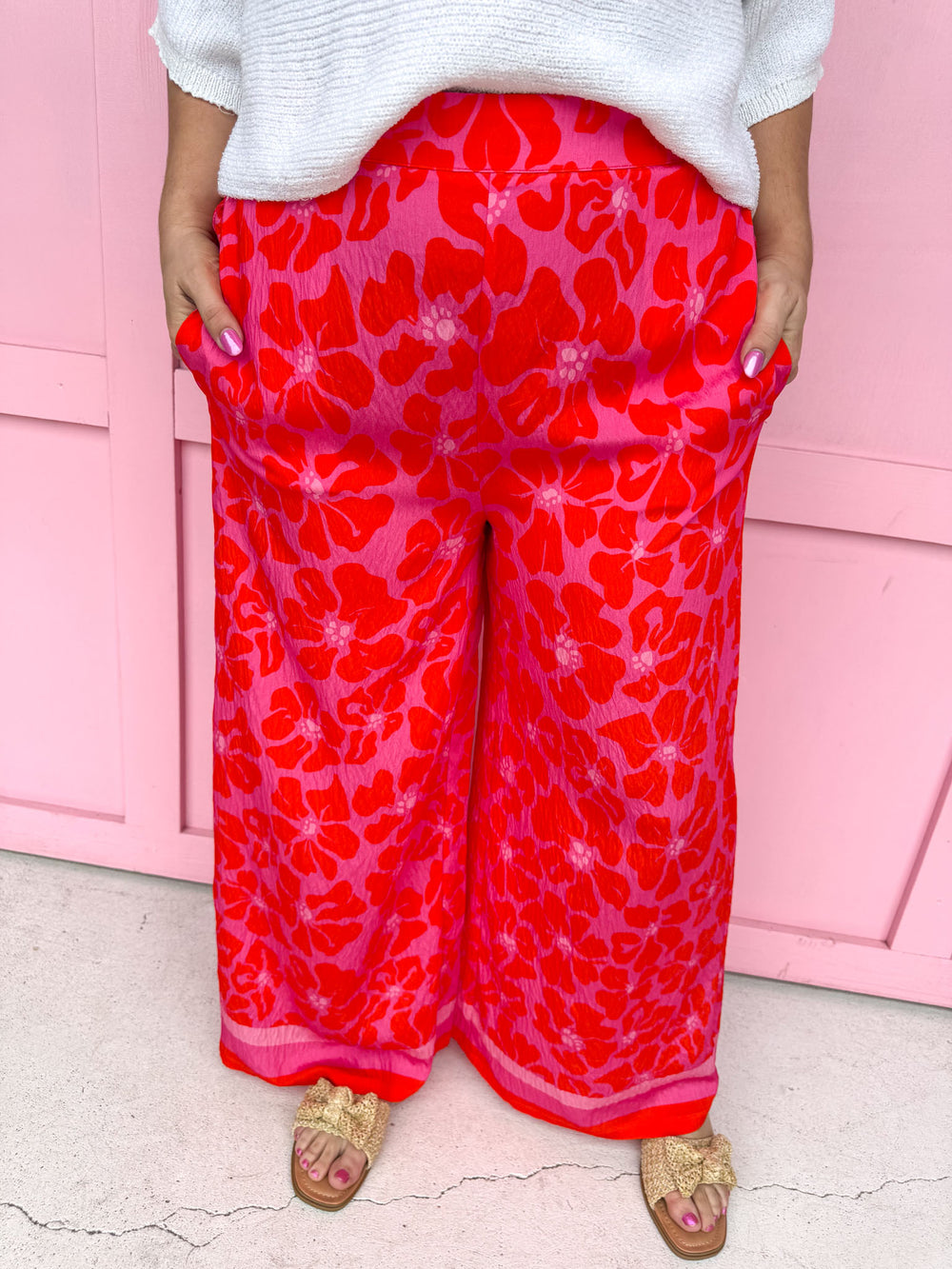 Jincy's Women's Boutique Mary Square Valerie Pants Garden Samba Pink Plus Size