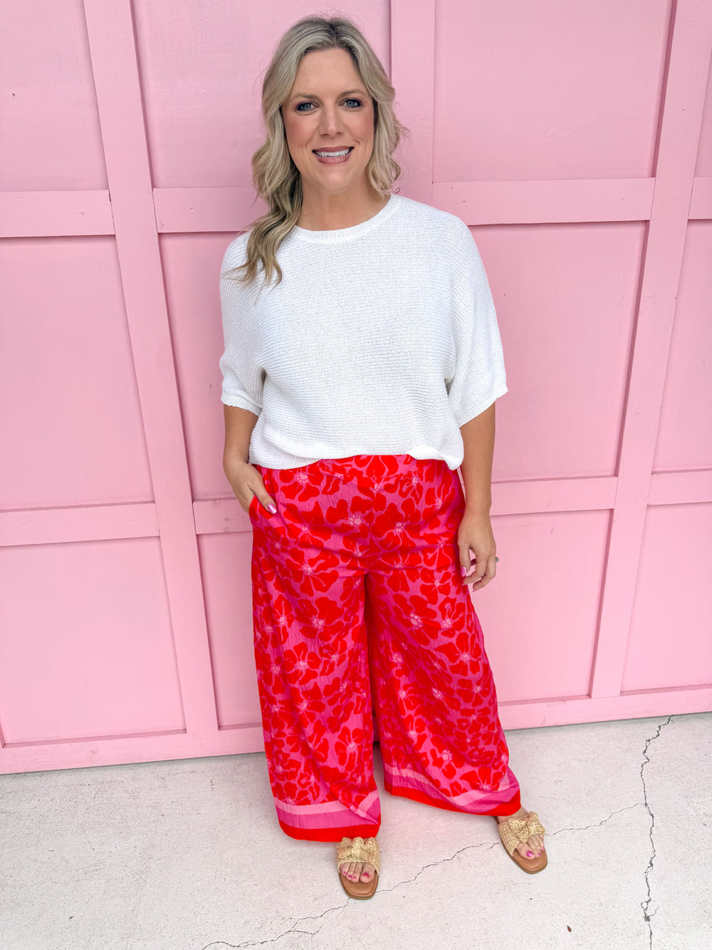 Jincy's Women's Boutique Mary Square Valerie Pants Garden Samba Pink Plus Size