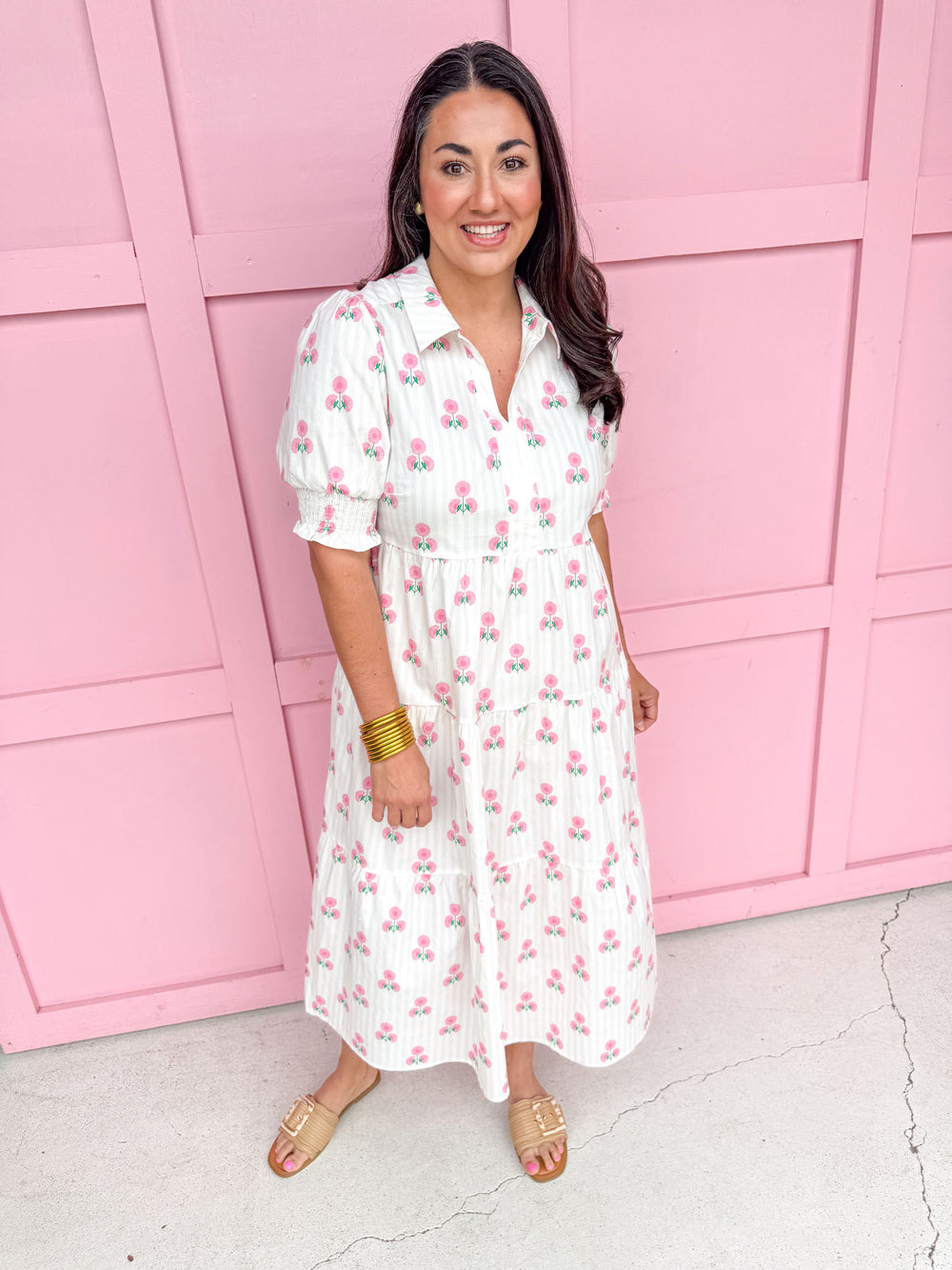 Jincy's Women's Boutique Mary Square Molly Dress Sweetbriar Stripe Pink Plus Size