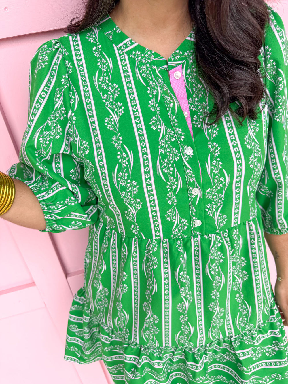 Jincy's Women's Boutique Mary Square Riley Dress Flora Fanfare Green Plus Size