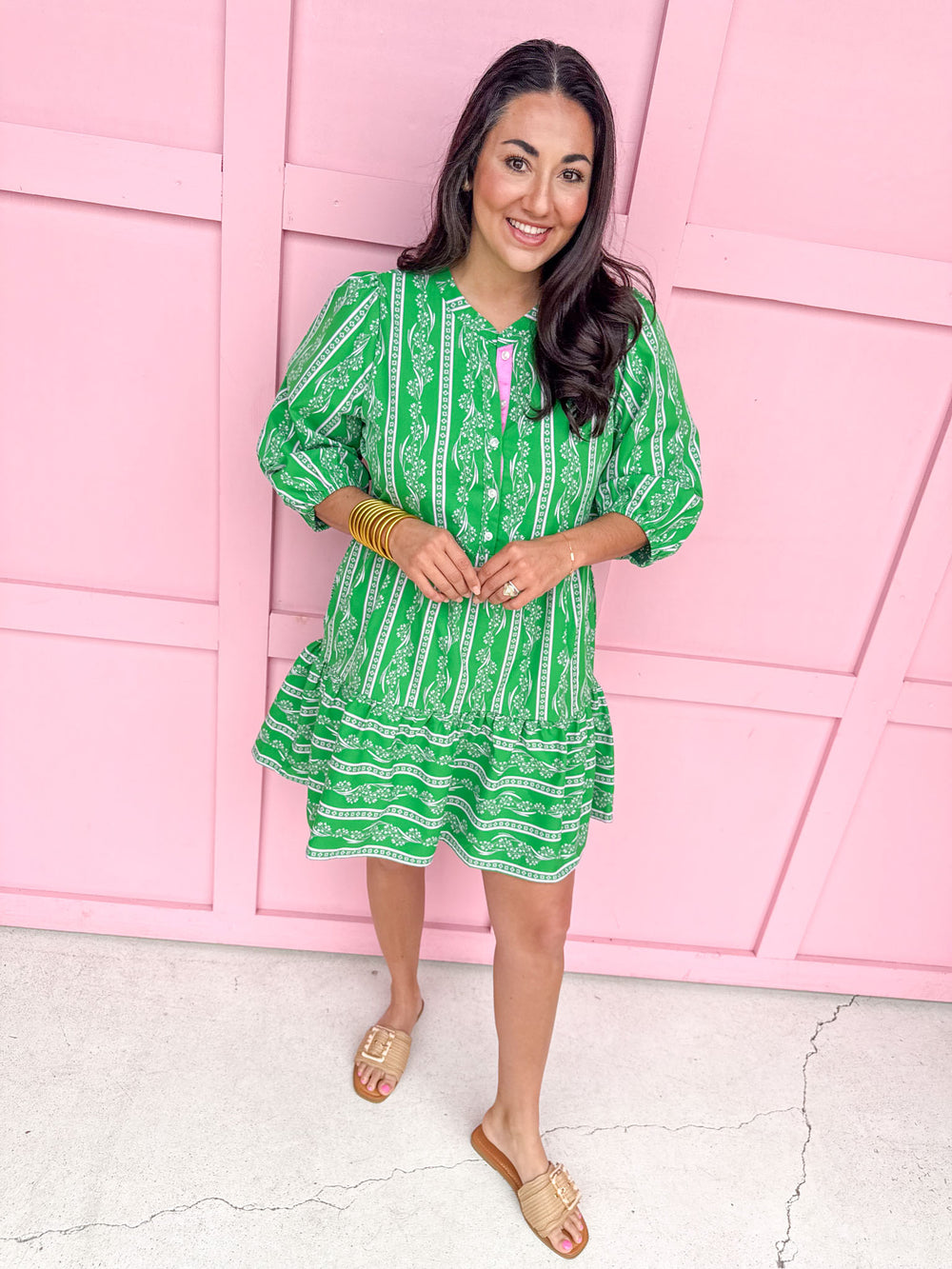 Jincy's Women's Boutique Mary Square Riley Dress Flora Fanfare Green Plus Size