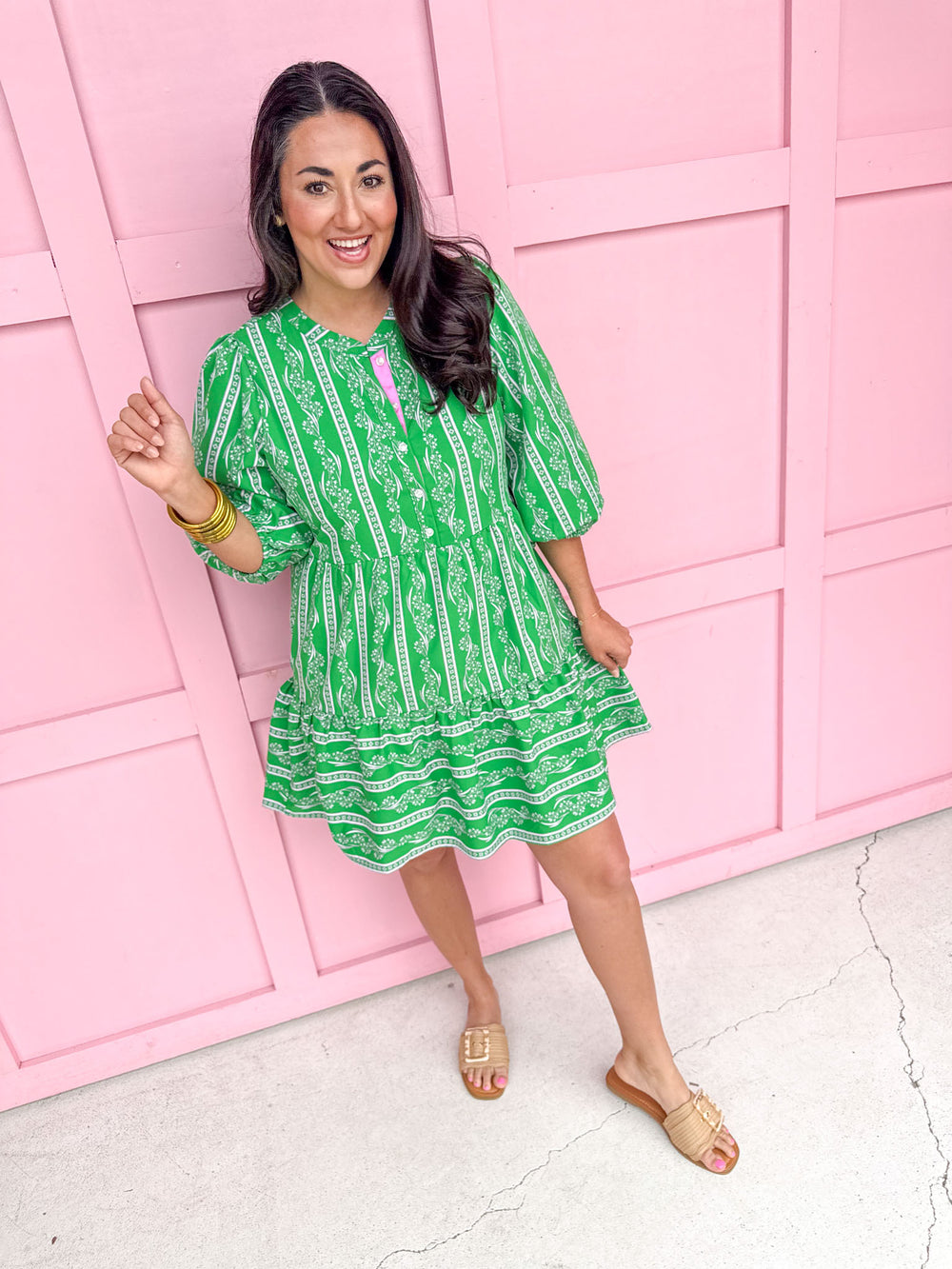 Jincy's Women's Boutique Mary Square Riley Dress Flora Fanfare Green Plus Size