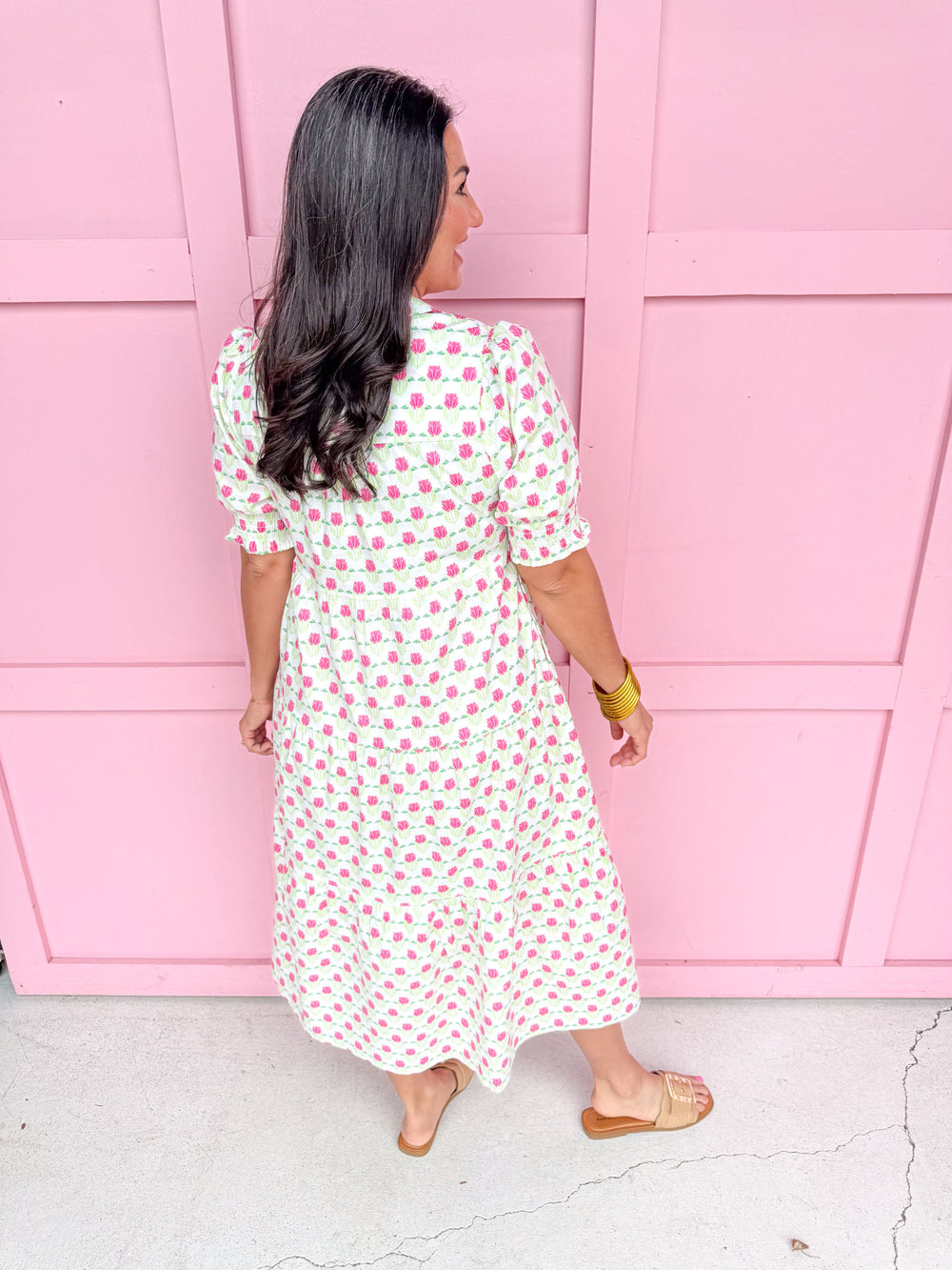 Jincy's Women's Boutique Mary Square Molly Dress Plus Size Floral Fanfare Green