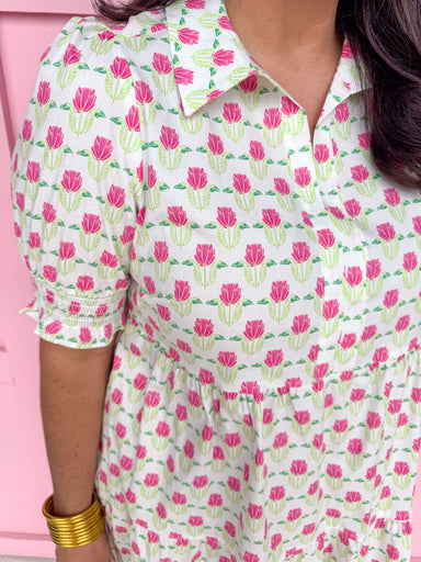 Jincy's Women's Boutique Mary Square Molly Dress Plus Size Floral Fanfare Green