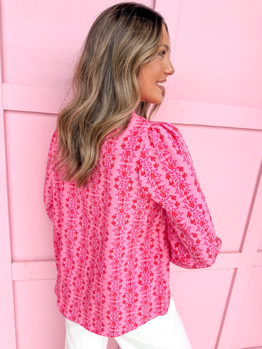 Jincy's Women's Boutique Mary Square Gianna Top Heirloom Vine Pink Plus Size