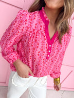 Jincy's Women's Boutique Mary Square Gianna Top Heirloom Vine Pink Plus Size