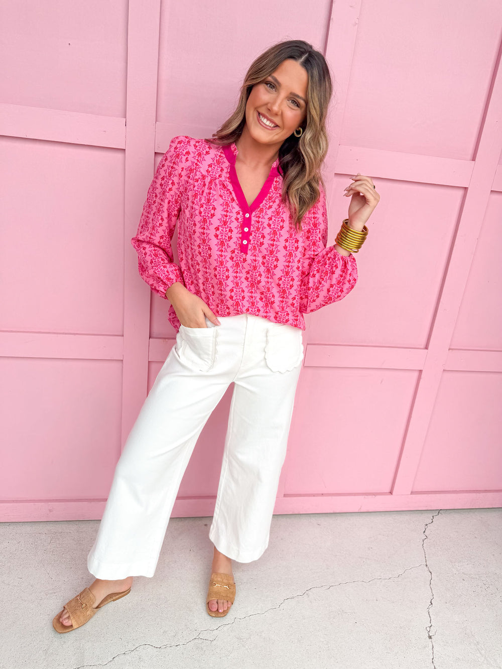 Jincy's Women's Boutique Mary Square Gianna Top Heirloom Vine Pink Plus Size