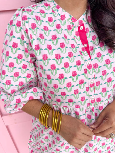 Jincy's Women's Boutique Mary Square Riley Dress Flora Fanfare Pink Plus Size