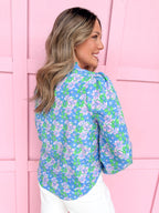 Jincy's Women's Boutique Mary Square Gianna Top Blue Vintage Posies Plus Size