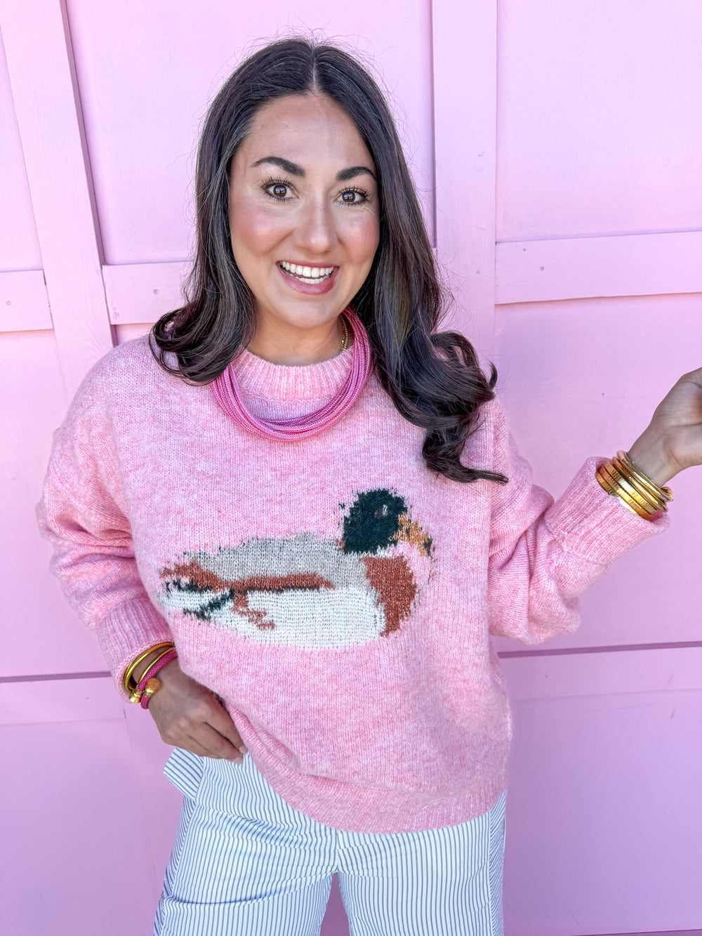 Flyway Girl Mallard Sweater - Light Pink