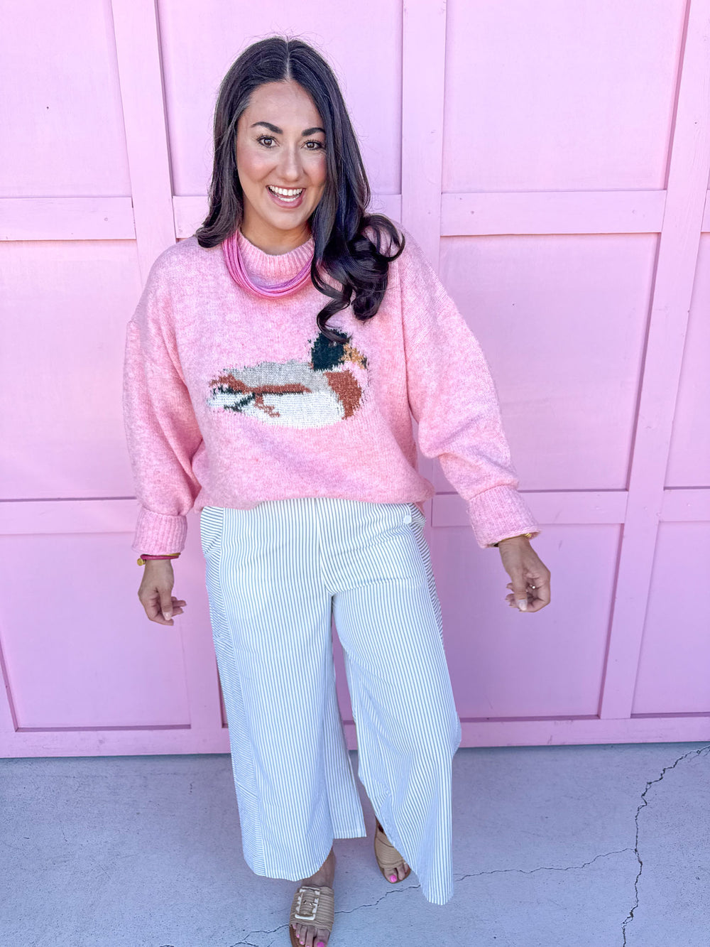 Flyway Girl Mallard Sweater - Light Pink