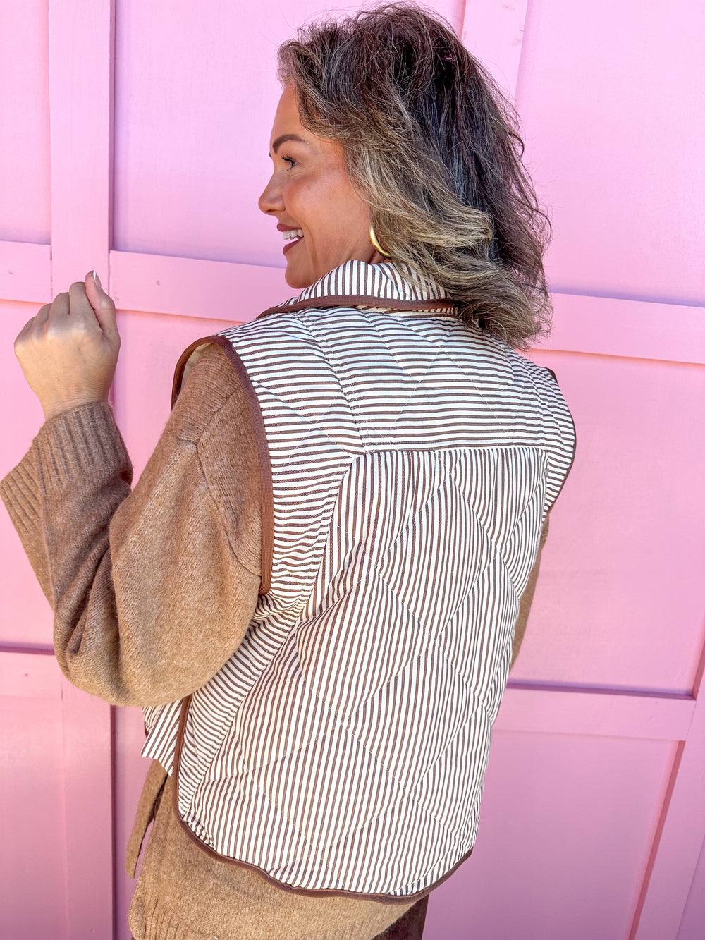 Stripe & Shine Vest - Brown