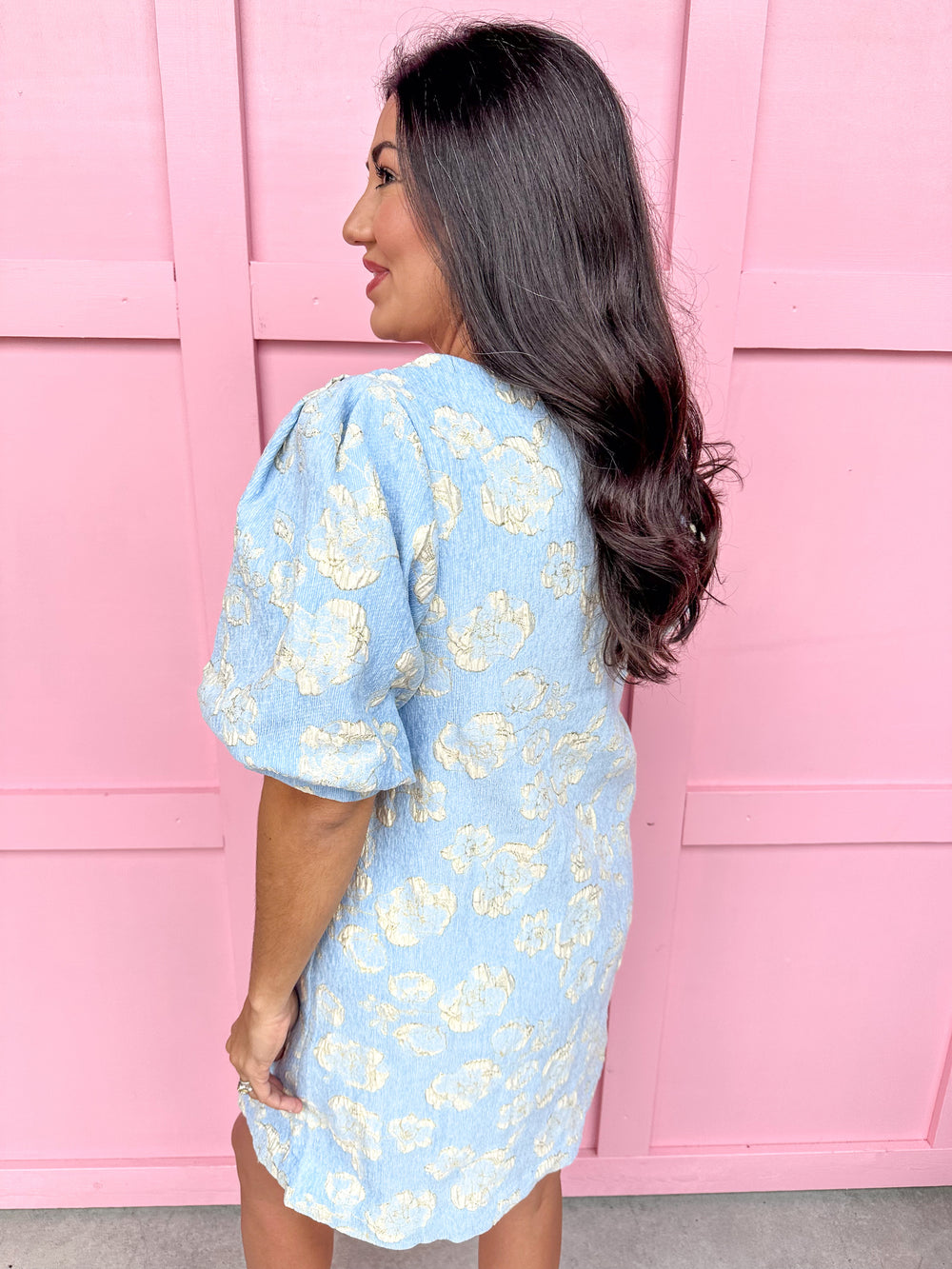 Puff & Shine Dress - Light Blue