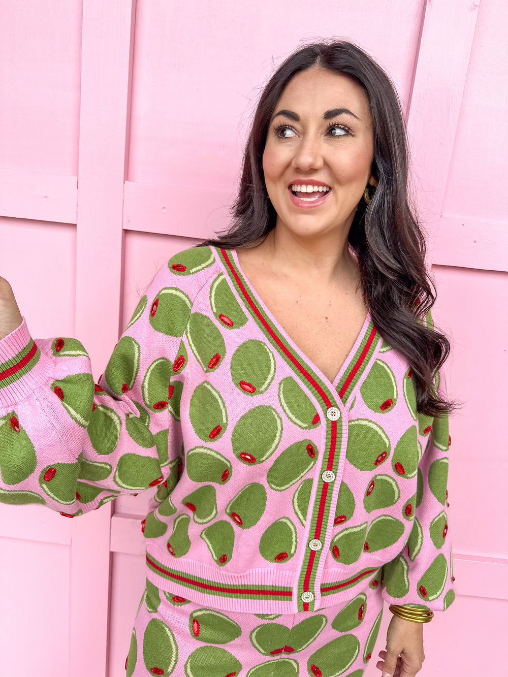 QUEEN OF SPARKLES | Pink Olive Cardigan