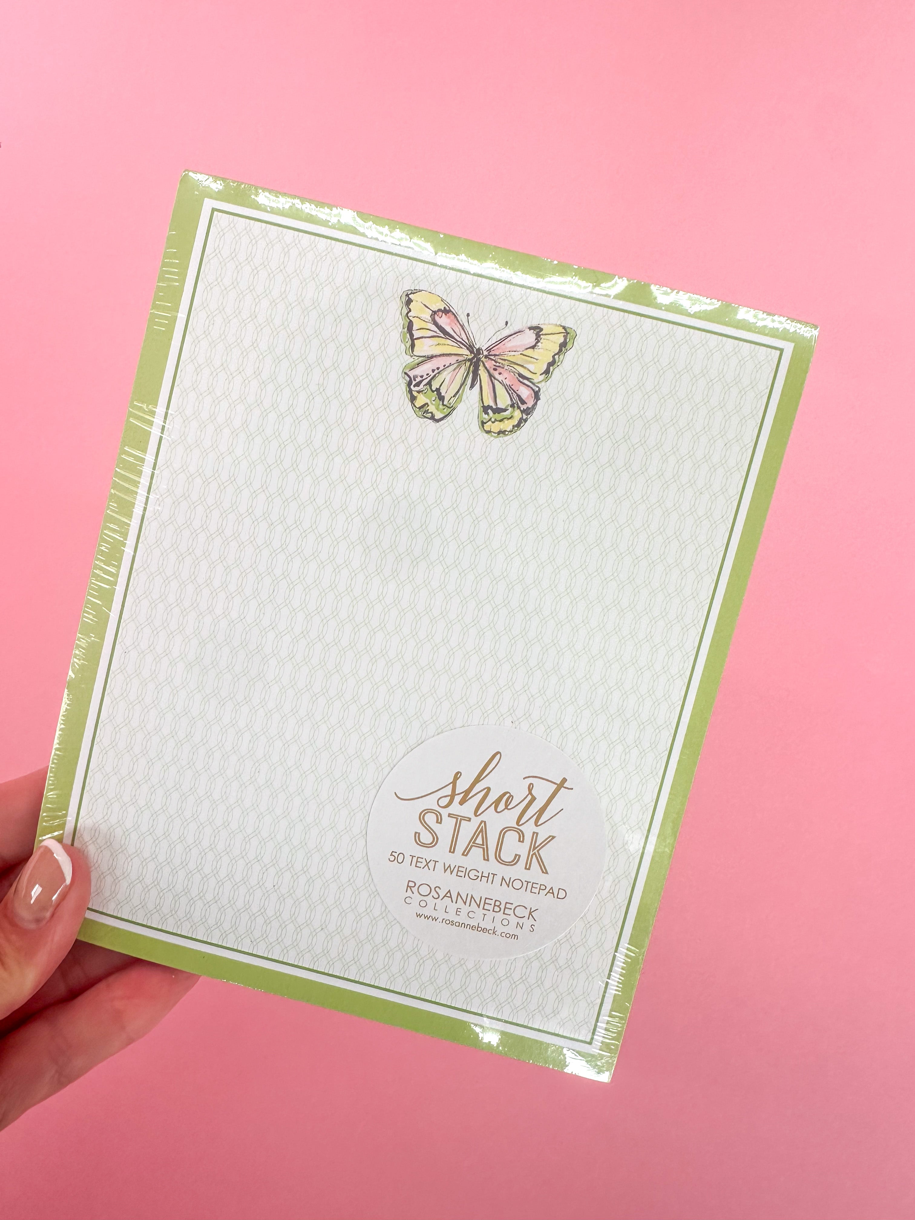 Rosanne Beck Short Stack Garden Party Green & Coral Butterfly Notepad Notes Green Butterfly Women's Gift Jincy's Boutique