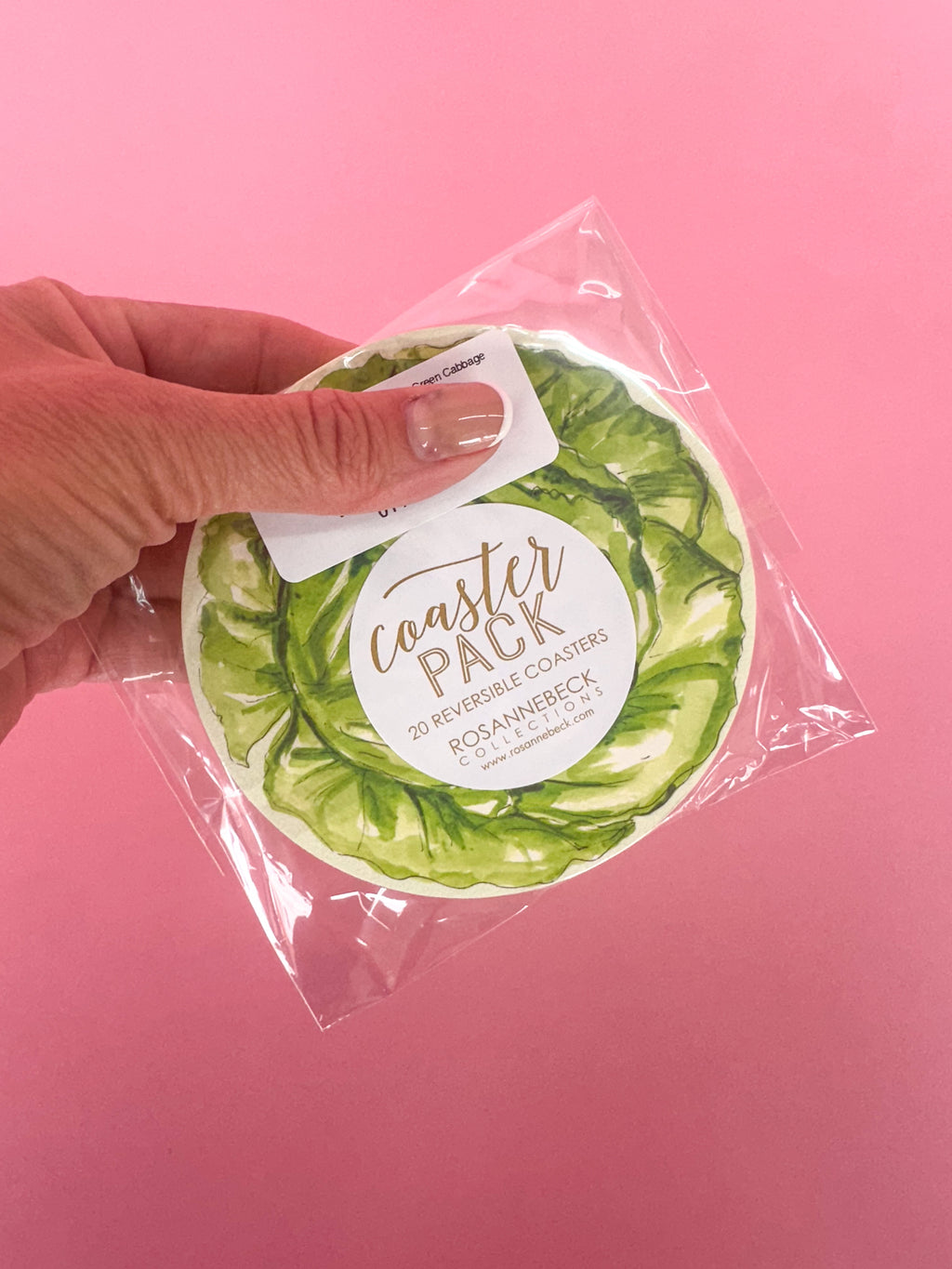 Rosanne Beck | Round Coaster - Green Cabbage