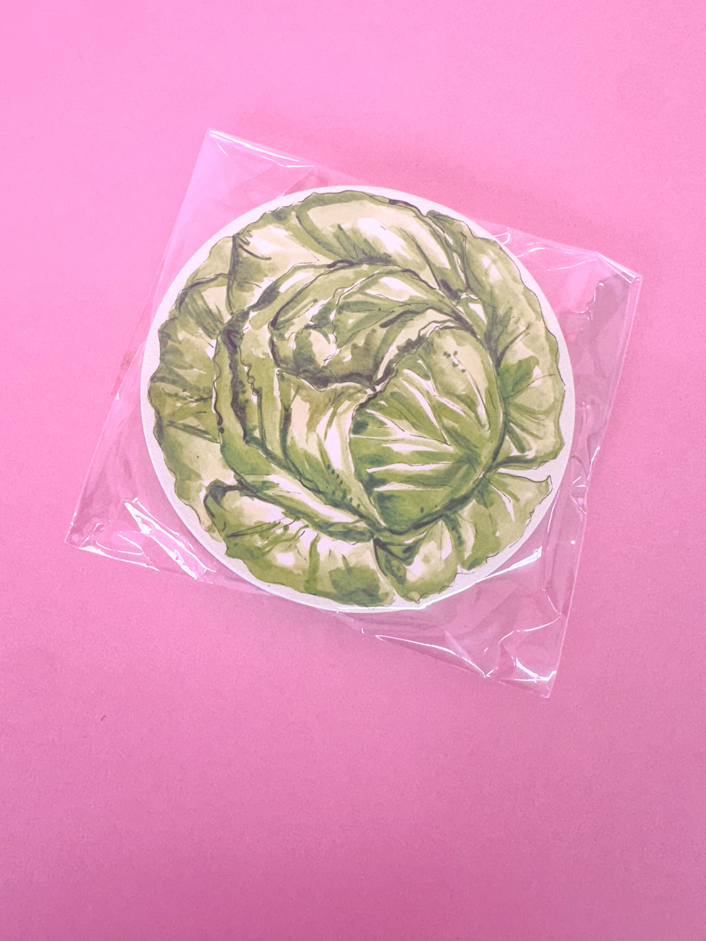 Rosanne Beck | Round Coaster - Green Cabbage