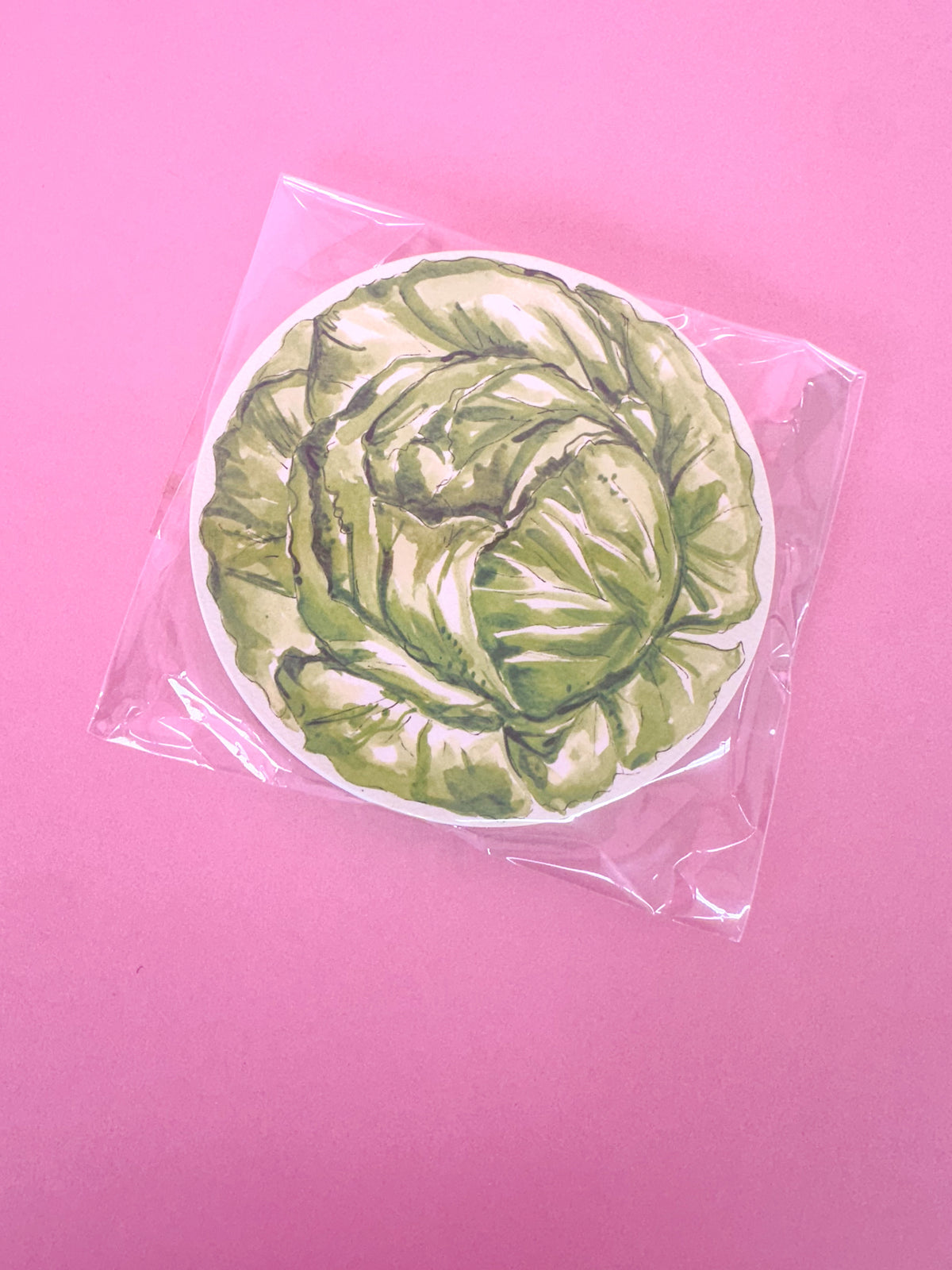 Rosanne Beck | Round Coaster - Green Cabbage
