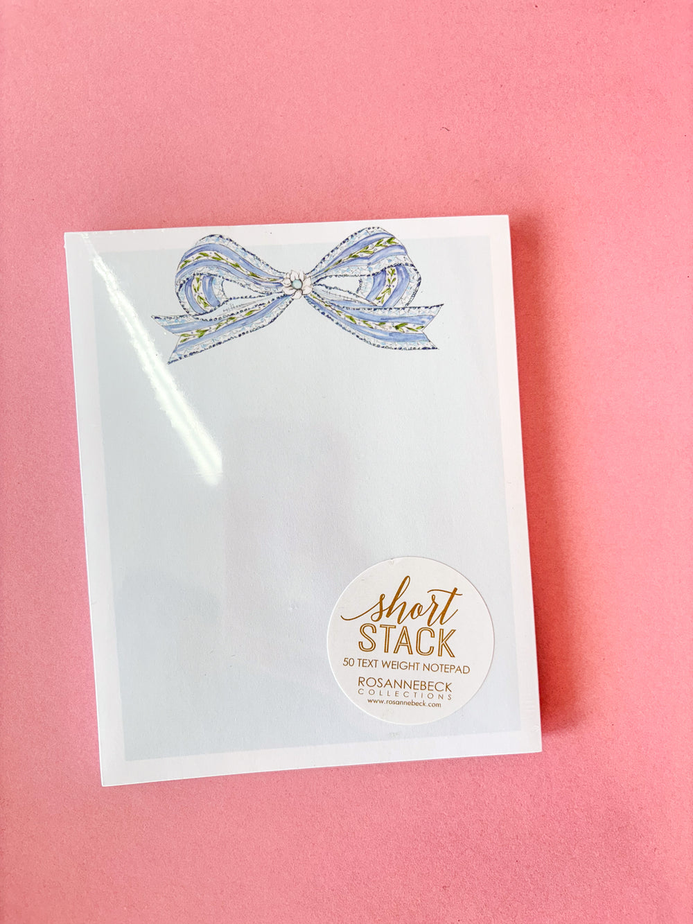 Rosanne Beck Short Stack Blue Bow with Spring Flowers Women's Gift Bow Floral Notepad Notes Boutique Jincy's