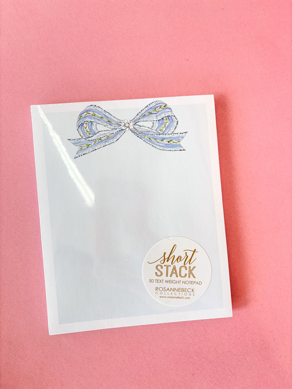 Rosanne Beck Short Stack Blue Bow with Spring Flowers Women's Gift Bow Floral Notepad Notes Boutique Jincy's