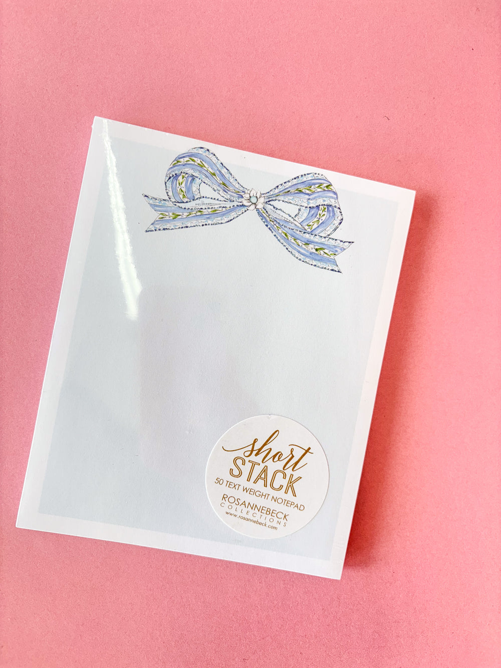Rosanne Beck Short Stack Blue Bow with Spring Flowers Women's Gift Bow Floral Notepad Notes Boutique Jincy's